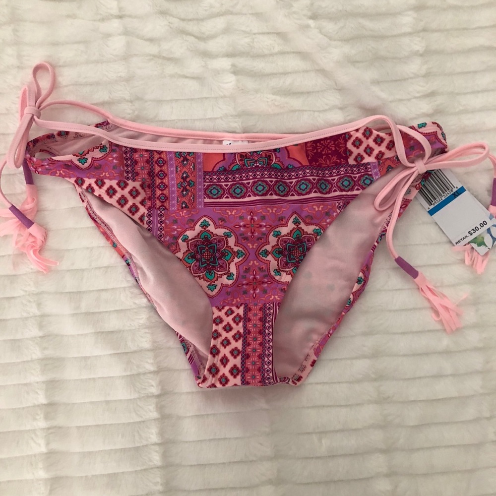 Malibu Brand Bikini Bottom With Tassels. NWT